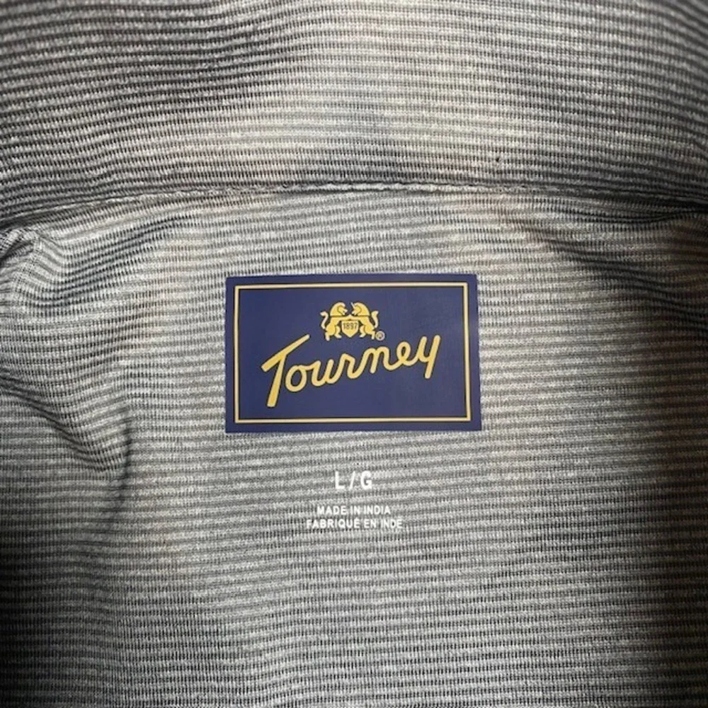 Tourney Brand Mens Quarter Zip Pullover Steel Gray Micro Stripe Golf Long Sleeve